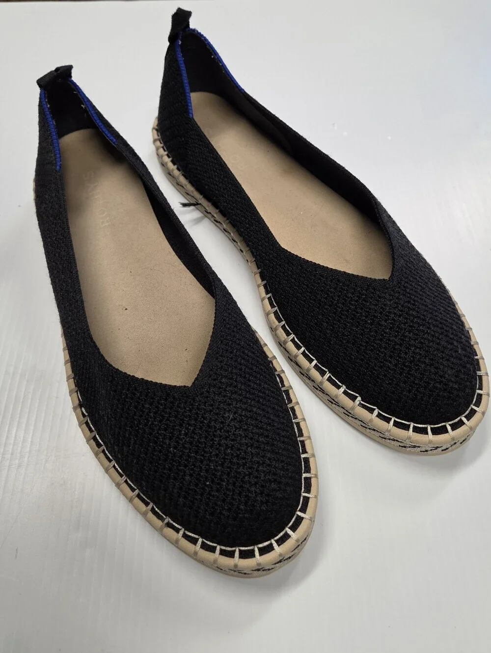 Rothy’s Women’s Boardwalk Espadrille Flats Black Knit Size 11.5